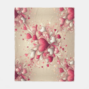 gemustertes Valentinherz Fleecedecke