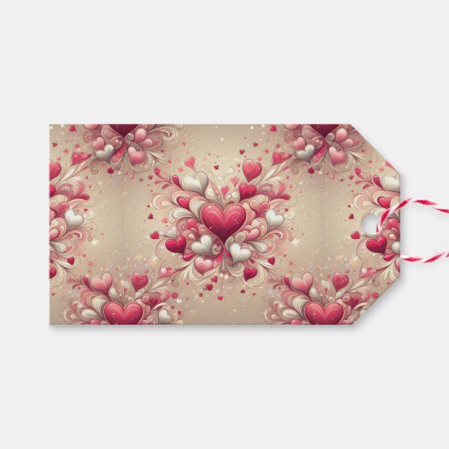 gemustertes Valentinherz Geschenkanhänger (Vorderseite (Horizontal))