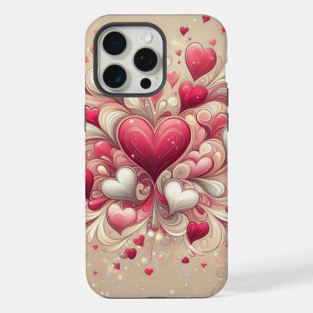 gemustertes Valentinherz iPhone 15 Pro Max Hülle (Rückseite)
