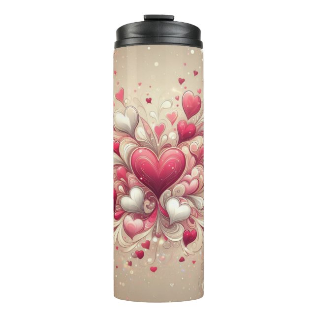 gemustertes Valentinherz Thermosbecher (Vorderseite)