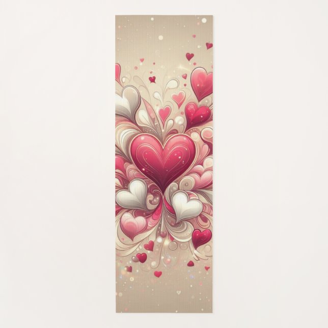 gemustertes Valentinherz Yogamatte (Vorderseite)
