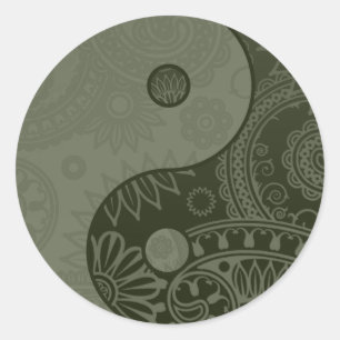 Gemustertes Yin Yang weises Grün Runder Aufkleber