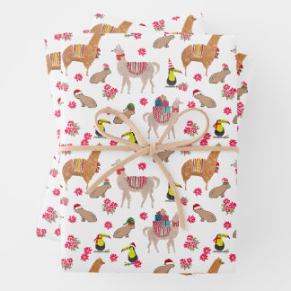 Gemütlich Alpaca Capybara Llama HandIllustriert Geschenkpapier Set