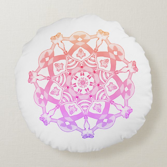 *~* gemütlich Lavendel u. rosa weiße Mandala Rundes Kissen (Rückseite)
