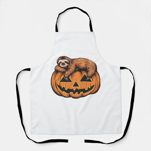 Gemütlich mit unserem Halloween-Sloth-T - Shirt -  Schürze (Vorderseite)