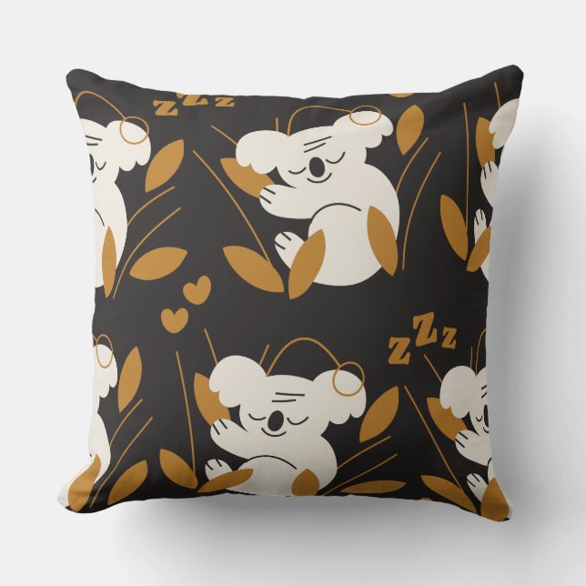 Gemütlich schlafend Koala Throw Kissen (Vorderseite)