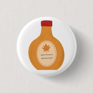 Gemütliche Ahornsirup-Flasche Herbst-Frühstück-Ges Button
