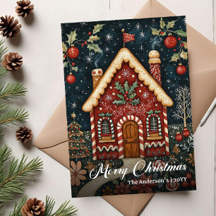 Gemütliche altmodische Weihnachtshauskarte zum Dow Feiertagskarte