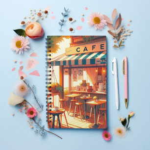 Gemütliche Anime-Café-Kunst 90er-Vibe emotionale S Notizbuch