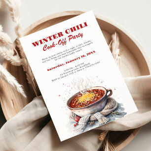 Gemütliche Aquarell-Winter-Chili-Kochwettbewerb-Pa Einladung