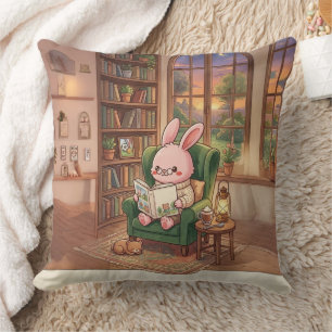 Gemütliche Bobo der Hase liest Buch Wurfkissen - C Kissen