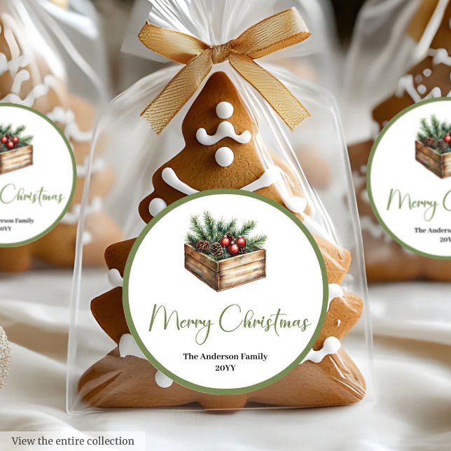 Gemütliche Boho-Klassiker-Weihnachtsgeschenk-Verpa Runder Aufkleber (Cozy Boho Classic Holiday Gift Wrap Round Sticker

)
