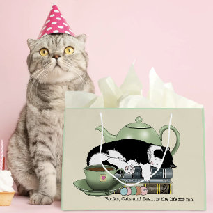 Gemütliche Bücher Katze Smoking Tee Süße Grüne Tee Große Geschenktüte