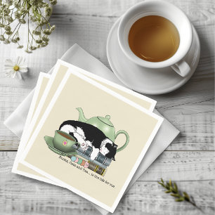 Gemütliche Bücher Katze Smoking Tee Süße Grüne Tee Serviette