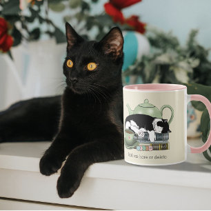 Gemütliche Bücher Katze Smoking Teetasse Süße Grün