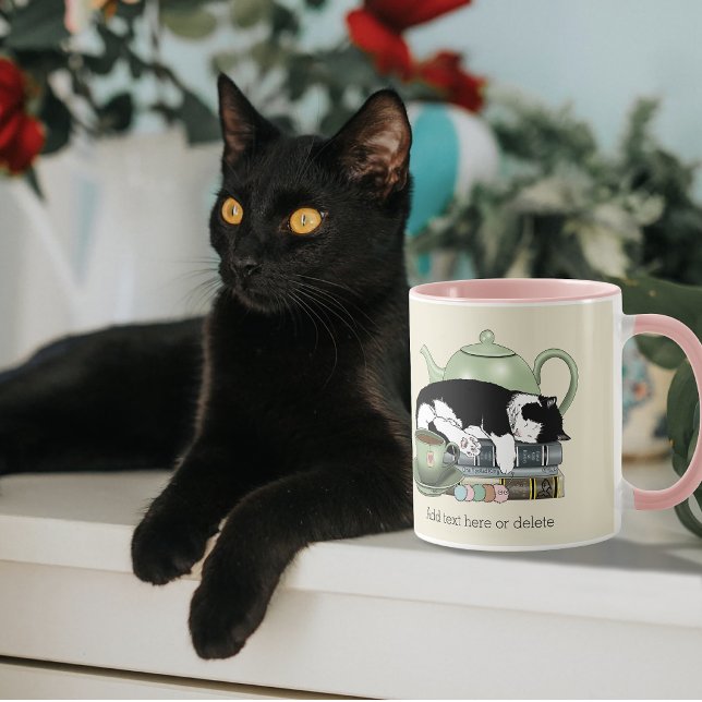 Gemütliche Bücher Katze Smoking Teetasse Süße Grün (Von Creator hochgeladen)