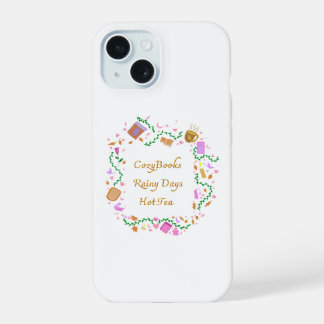 Gemütliche Bücher, Regentage, Heißer Tee iPhone 15 Hülle