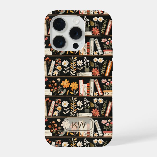 Gemütliche Bücherregal-Monogramm-Handyhülle iPhone 15 Pro Hülle (Rückseite)