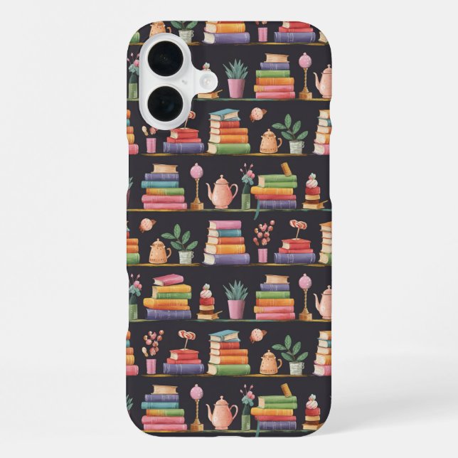 Gemütliche Bücherwinkel-Muster iPhone 16 Plus Hülle (Rückseite)