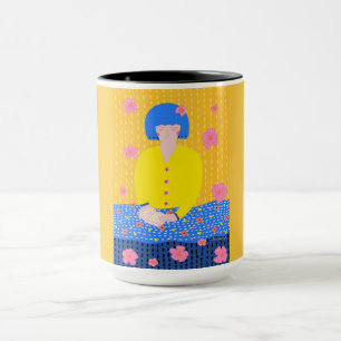 Gemütliche Bücherwurm-Volkskunst-Lesemädchen Tasse