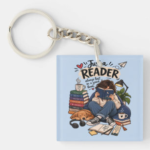Gemütliche Buchliebhaber-Lesebild-Illustration Schlüsselanhänger