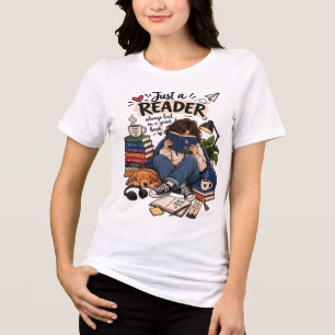 Gemütliche Buchliebhaber-Lesebildillustration Tri-Blend Shirt