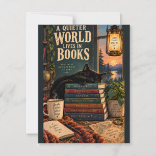 Gemütliche Buchnische-Illustration mit schlafender Mitteilungskarte
