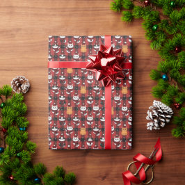 Gemütliche Buffalo-Karo-Katzen Weihnachten Rot-Sch Geschenkpapier