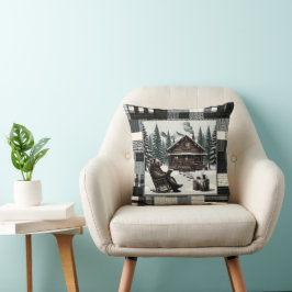 Gemütliche Cabin Bear Throw Kissen - Rustikale Win
