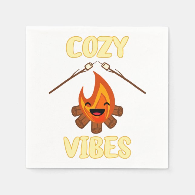 Gemütliche Campfire Vibes Roasting Marshmallows fü Serviette (Vorderseite)