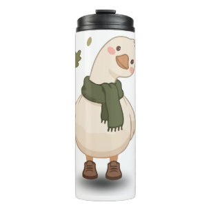 Gemütliche Cartoon-Ente im Herbst Thermosbecher