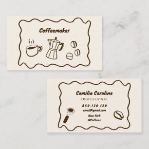 gemütliche Doodle Brown Kaffeegeschäftskarte Visitenkarte