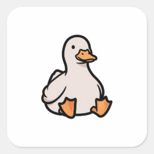 Gemütliche Ente – Sanfte neutrale Tierillustration Quadratischer Aufkleber