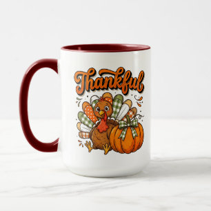 Gemütliche Erntedankfeier zum Herbst mit Truthahn Tasse