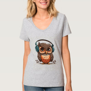Gemütliche Eule mit Kopfhörern T-Shirt