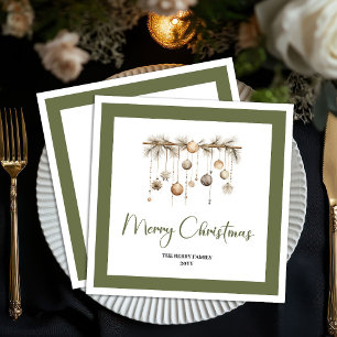 Gemütliche Farmhouse-Weihnachtskugeln Familien-Ser Serviette