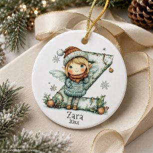 Gemütliche Feen-Weihnachten Initiale Personalisier Keramik Ornament