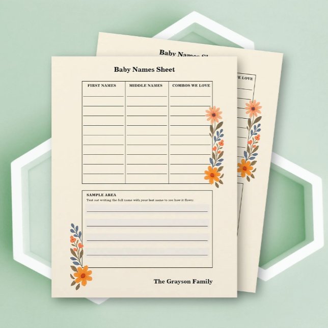 Gemütliche florale Babynamen Flyer (Von Creator hochgeladen)