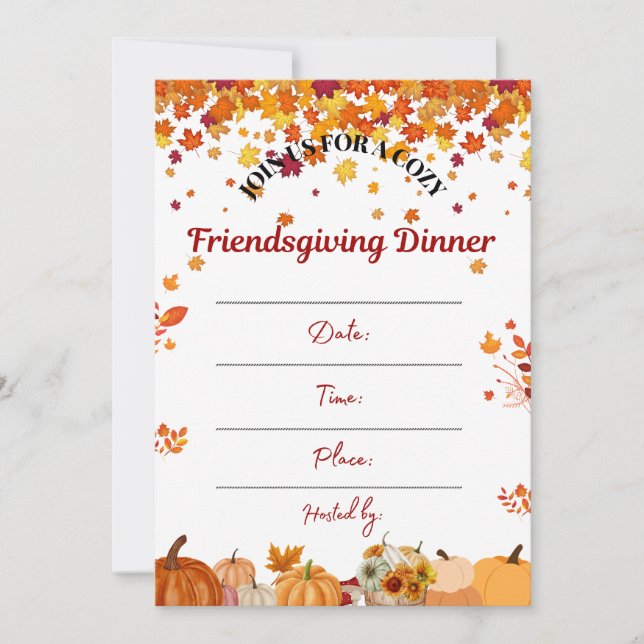 Gemütliche Friendsgiving-Abendessen-Einladung Einladung (Vorderseite)