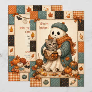 Gemütliche Geister-Kinder-Halloween-Bastelparty-Ei Einladung