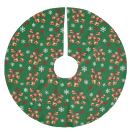 Gemütliche geröstete Kastanien und Schneeflocken W Polyester Weihnachtsbaumdecke