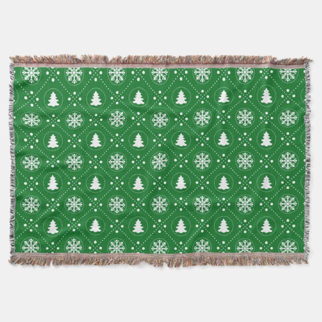 Gemütliche grüne Schneeflocken Weihnachtsbaumen De Decke (Vorderseite)