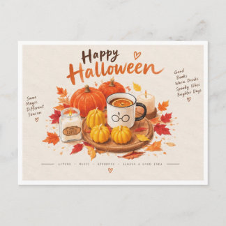 Gemütliche Halloween Herbstmagie Postkarte