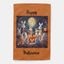 Gemütliche Halloween-Wald-Gartenflagge mit Hasen