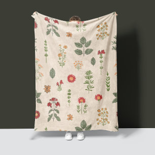 Gemütliche Heilkräuter Rustikale Vintage-Kräuter Fleecedecke