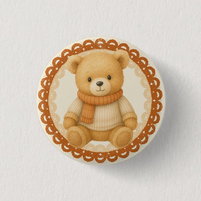 Gemütliche Herbst-Baby-Party | Neutrales Creme & O Button (Vorderseite)