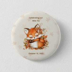 Gemütliche Herbst-Fuchs-Baby-Party, gemütliche Wal Button