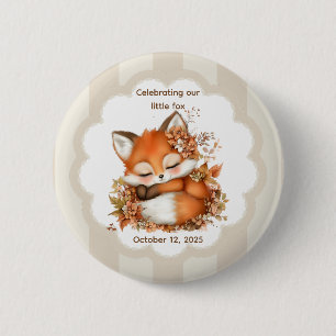 Gemütliche Herbst-Fuchs-Baby-Party, gemütliche Wal Button