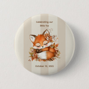 Gemütliche Herbst-Fuchs-Baby-Party, gemütliche Wal Button
