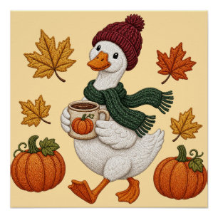 Gemütliche Herbstente mit Kürbis-Kaffee und Herbst Poster